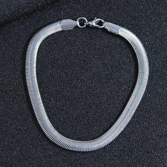 0.5cm Fashion Concise Flat Snake Blade Stainless Steel Men Temperamental Bracelet