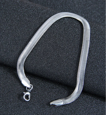 0.5cm Fashion Concise Flat Snake Blade Stainless Steel Men Temperamental Bracelet