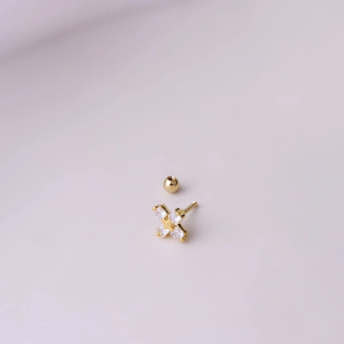 0.8mm Titanium Steel Thin Rod Cross Zircon Single Ear Bone Earrings