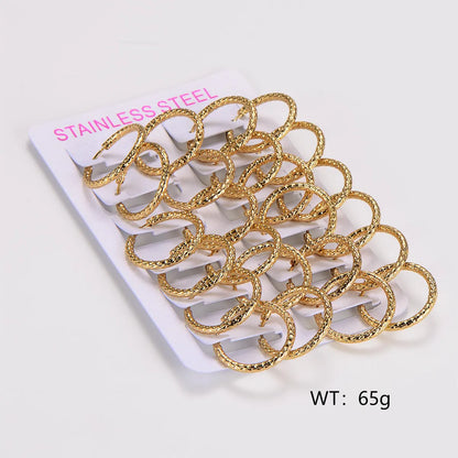 1 Pack Of 12 Pairs Basic Vintage Style Simple Style Round 304 Stainless Steel Hoop Earrings Earrings