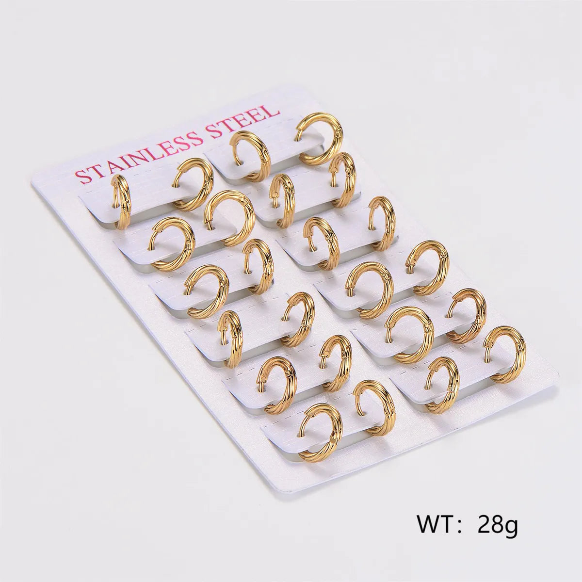 1 Pack Of 12 Pairs Casual Simple Style Classic Style Stripe Spiral Stripe 304 Stainless Steel Hoop Earrings Earrings