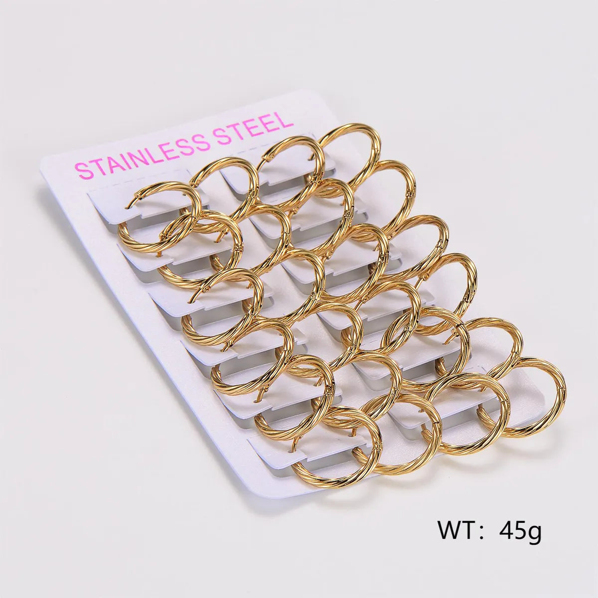 1 Pack Of 12 Pairs Casual Simple Style Classic Style Stripe Spiral Stripe 304 Stainless Steel Hoop Earrings Earrings