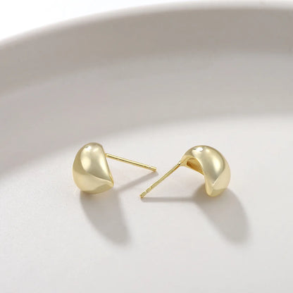 1 Pair 18K Gold Plated Sterling Silver Solid Color Ear Studs