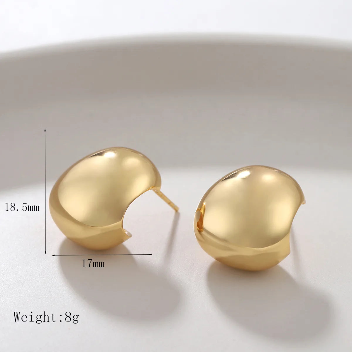 1 Pair 18K Gold Plated Sterling Silver Solid Color Ear Studs