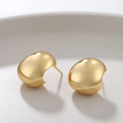 1 Pair 18K Gold Plated Sterling Silver Solid Color Ear Studs