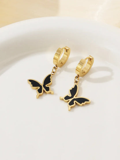 1 Pair 3 Pairs Casual Simple Style Butterfly Tassel Inlay 304 Stainless Steel Zircon Drop Earrings Ear Studs