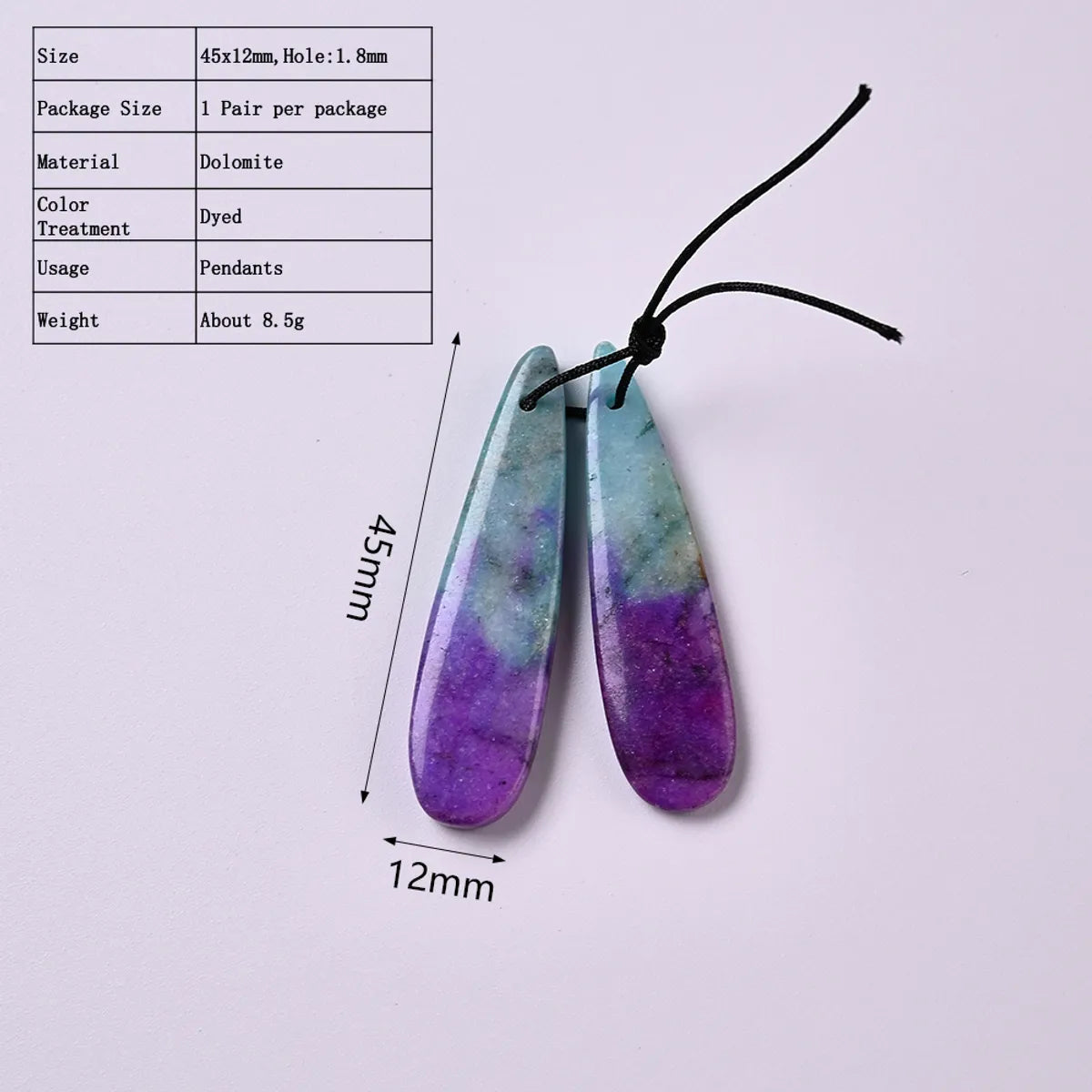 1 Pair 45x12mm Hole 1~1.9mm Natural Stone Asymmetrical Irregular Color Block Stone Pendant