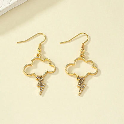 1 Pair Artistic Clouds Lightning Plating Inlay Alloy Rhinestones Drop Earrings