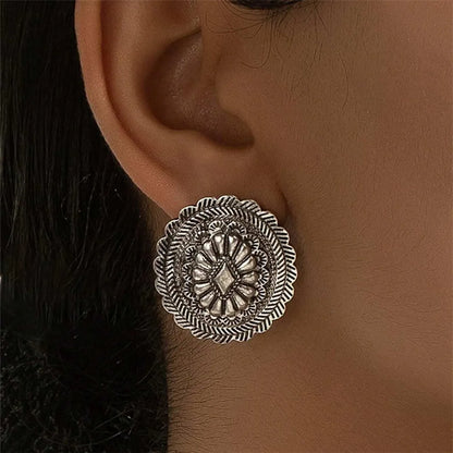 1 Pair Artistic Printing Oval Zinc Alloy Ear Studs