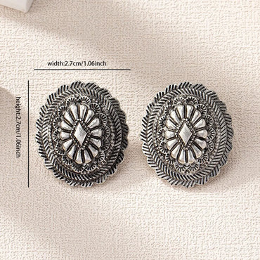 1 Pair Artistic Printing Oval Zinc Alloy Ear Studs