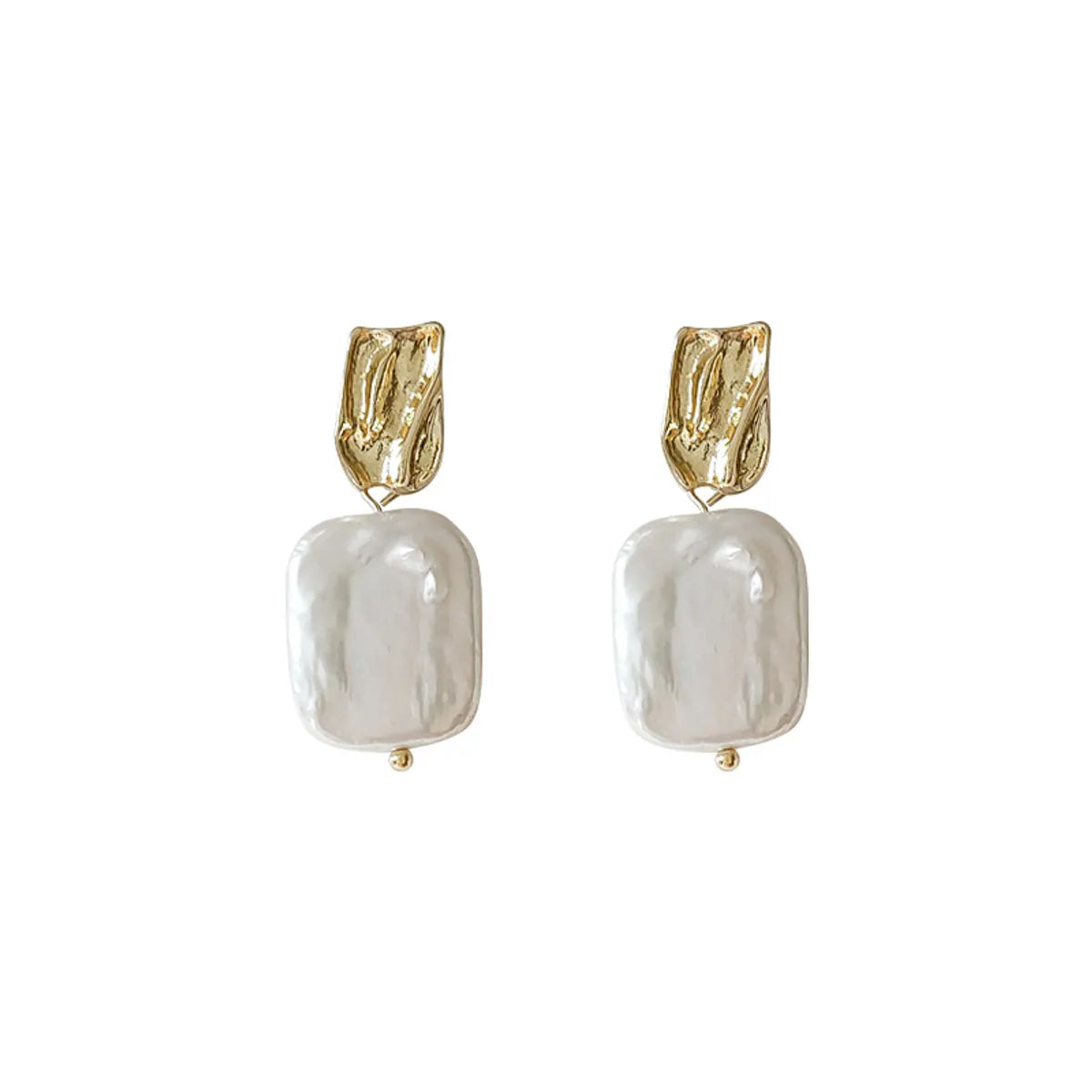 1 Pair Baroque Style Geometric Freshwater Pearl Plating 14k Gold Plated Drop Earrings