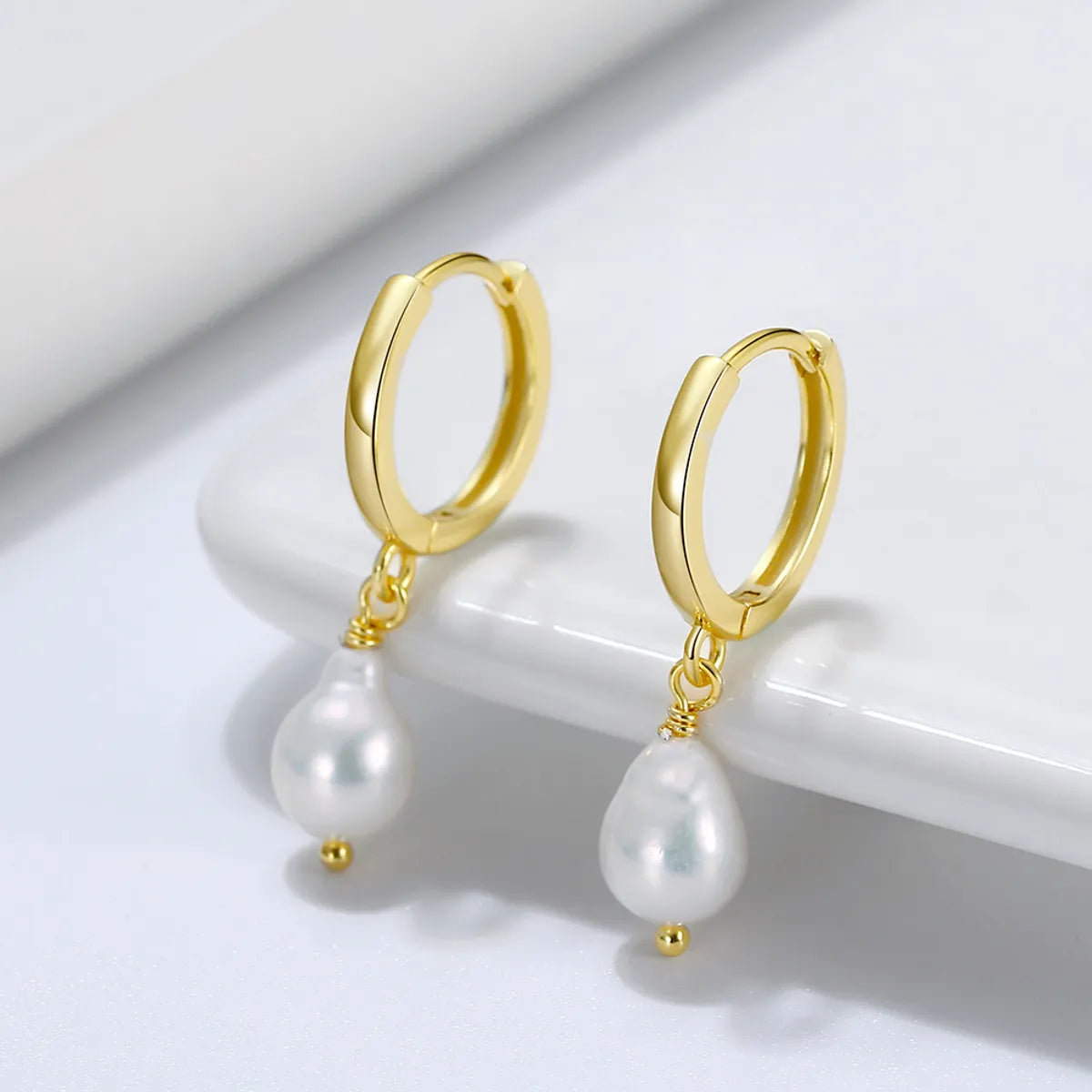 1 Pair Baroque Style Sweet Geometric Color Block Handmade Polishing Plating Freshwater Pearl 14k Gold Plated White Gold Plated Silver Plated Drop Earrings