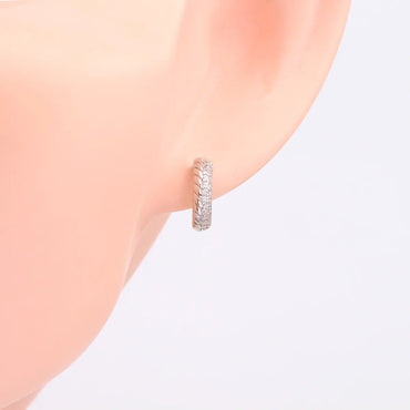 1 Pair Basic C Shape Pleated Sterling Silver Ear Studs