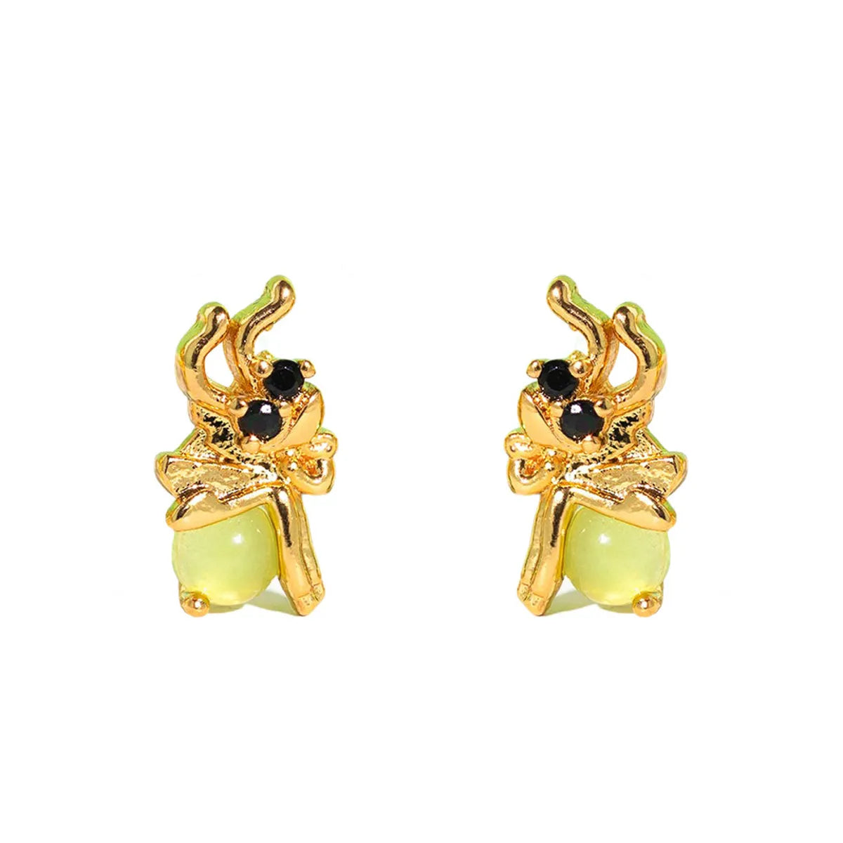 1 Pair Basic Cartoon Character Star Inlay Brass Zircon Ear Studs