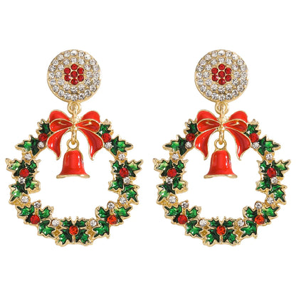 1 Pair Basic Classic Style Bell Inlay Alloy Rhinestones Drop Earrings