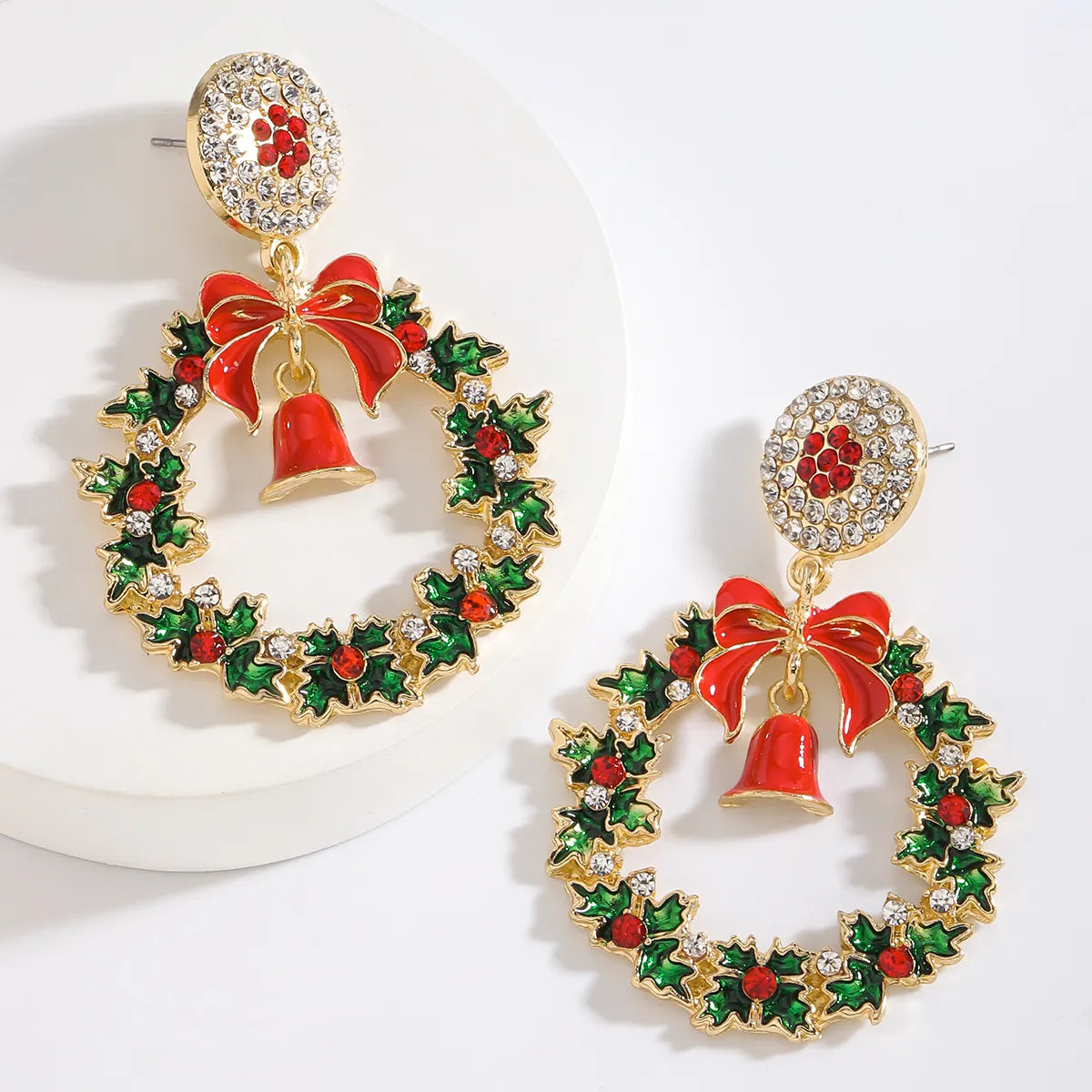 1 Pair Basic Classic Style Bell Inlay Alloy Rhinestones Drop Earrings