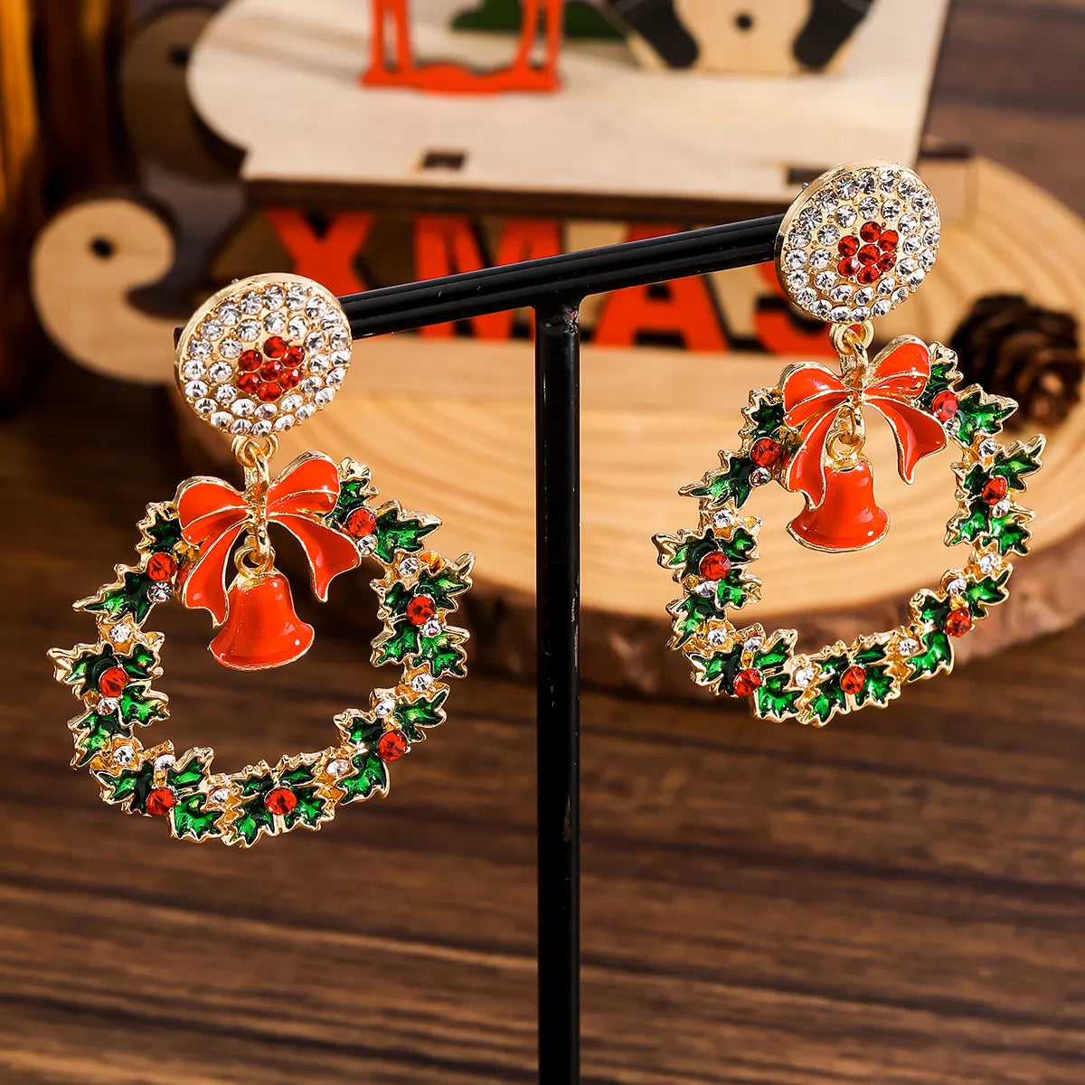 1 Pair Basic Classic Style Bell Inlay Alloy Rhinestones Drop Earrings