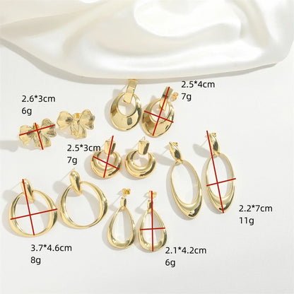 1 Pair Basic Classic Style Bow Knot Copper 14K Gold Plated Drop Earrings