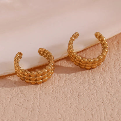 1 Pair Basic Classic Style C Shape Plating Stainless Steel 18k Gold Plated Ear Cuffs