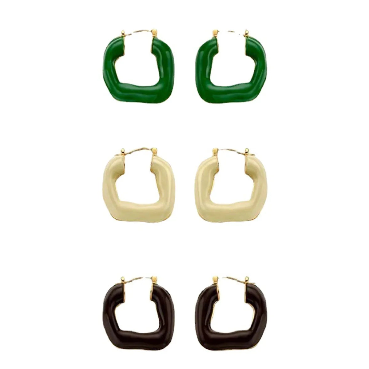 1 Pair Basic Classic Style Geometric Enamel Copper Earrings