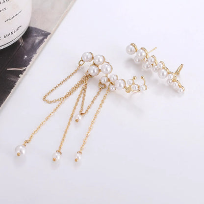 1 Pair Basic Classic Style Geometric Inlay Alloy Artificial Pearls Drop Earrings