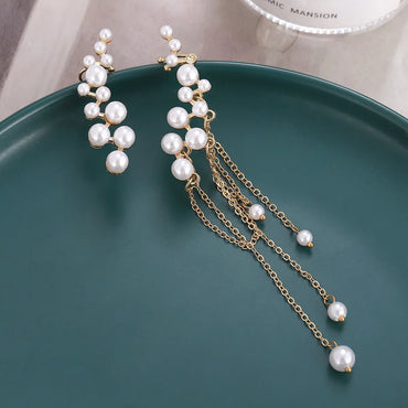 1 Pair Basic Classic Style Geometric Inlay Alloy Artificial Pearls Drop Earrings