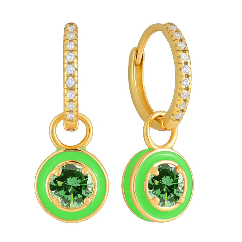 1 Pair Basic Classic Style Geometric Inlay Copper Zircon Drop Earrings