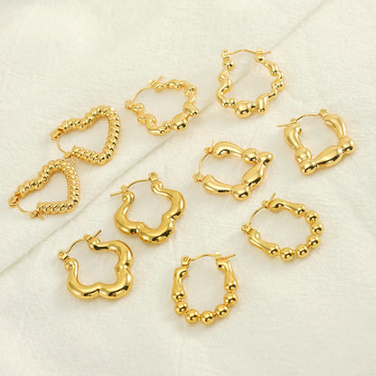 1 Pair Basic Classic Style Geometric Plating 304 Stainless Steel 18K Gold Plated Hoop Earrings