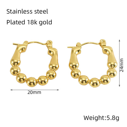 1 Pair Basic Classic Style Geometric Plating 304 Stainless Steel 18K Gold Plated Hoop Earrings