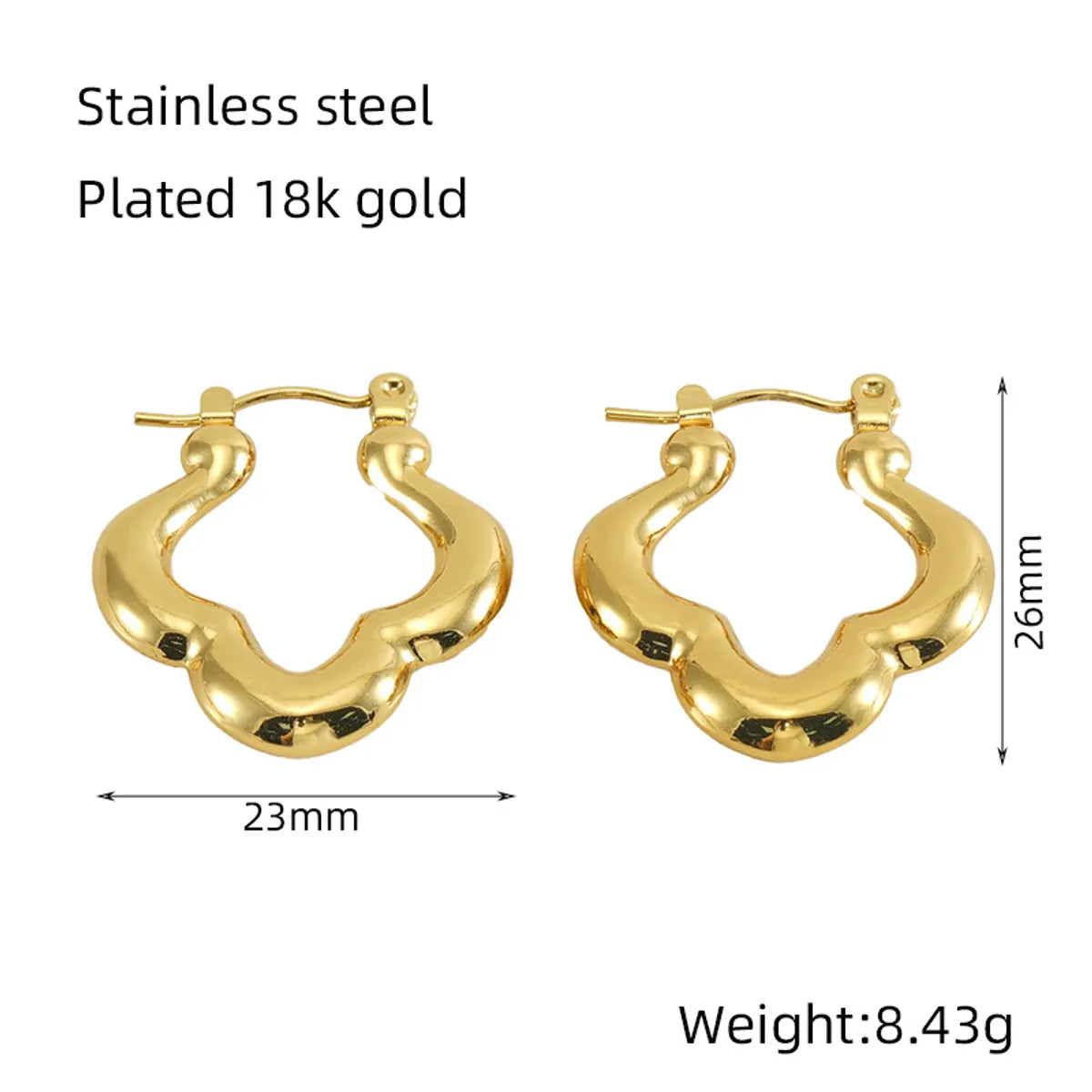 1 Pair Basic Classic Style Geometric Plating 304 Stainless Steel 18K Gold Plated Hoop Earrings