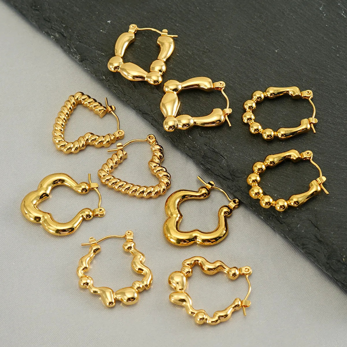 1 Pair Basic Classic Style Geometric Plating 304 Stainless Steel 18K Gold Plated Hoop Earrings