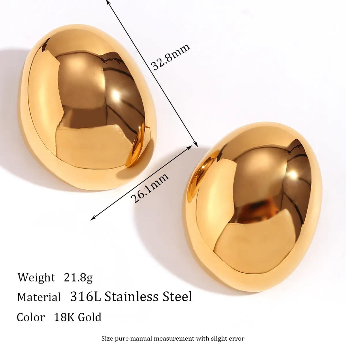 1 Pair Basic Classic Style Geometric Plating Stainless Steel 18k Gold Plated Ear Studs