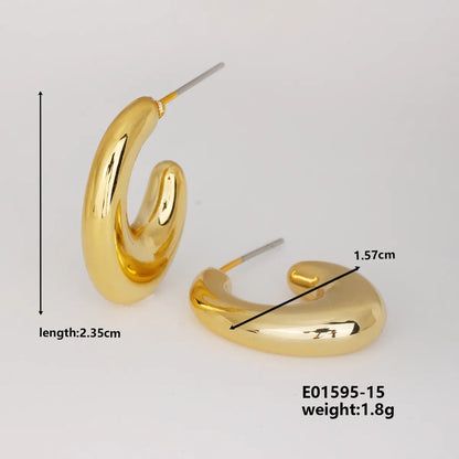 1 Pair Basic Classic Style Geometric Star Heart Shape Irregular Ccp K Gold Plated Ear Studs