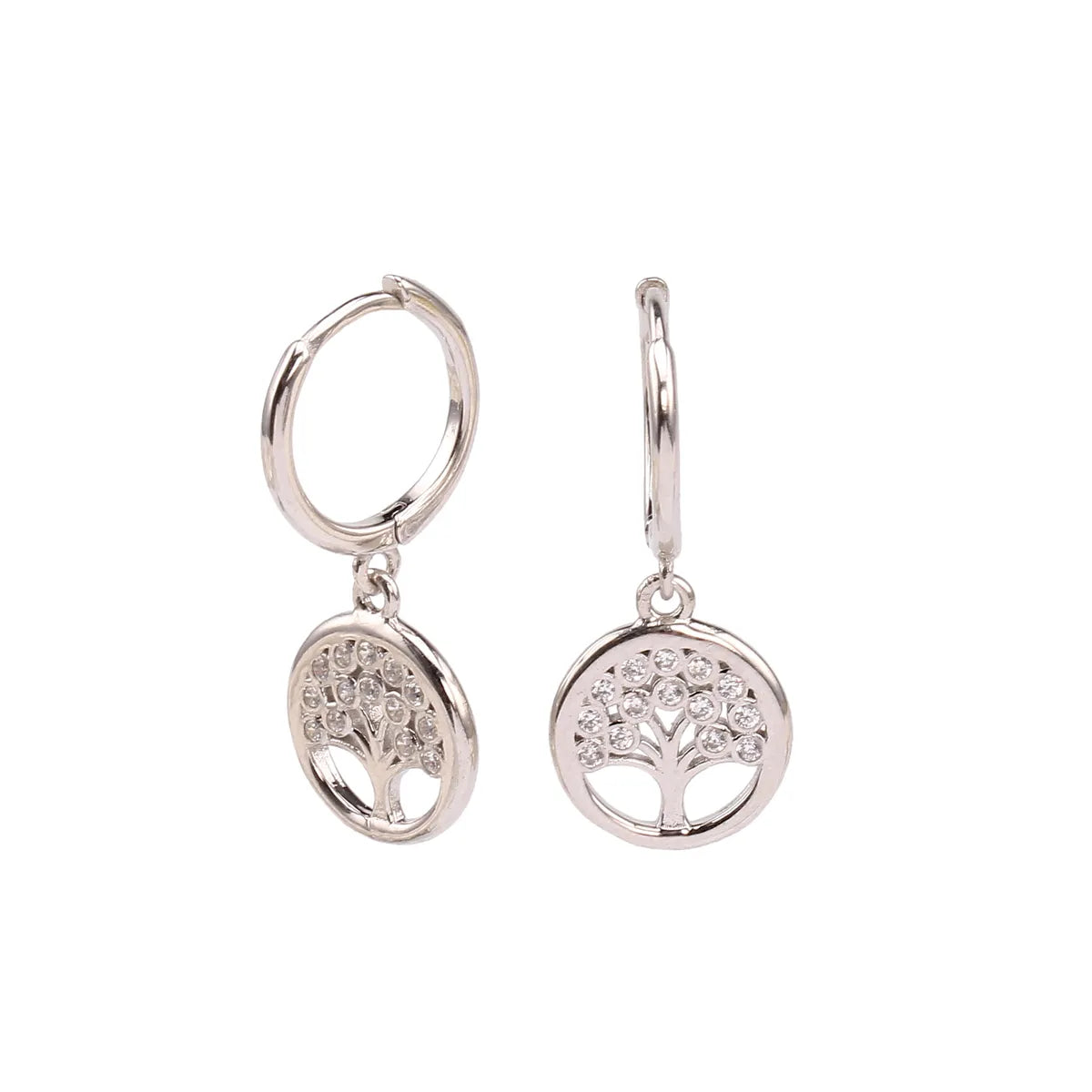 1 Pair Basic Classic Style Geometric Tree Inlay Sterling Silver Zircon Drop Earrings