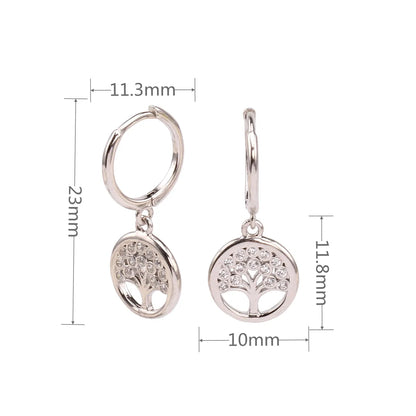 1 Pair Basic Classic Style Geometric Tree Inlay Sterling Silver Zircon Drop Earrings