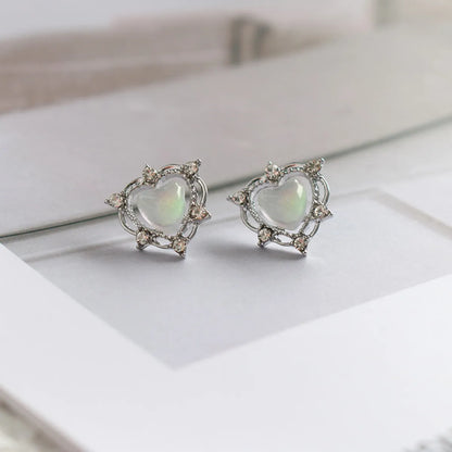 1 Pair Basic Classic Style Heart Shape Plating Inlay Copper Zircon Ear Studs