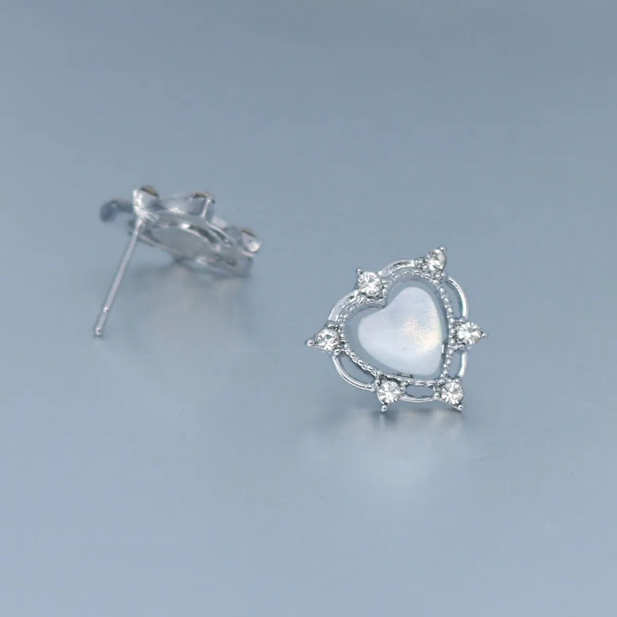 1 Pair Basic Classic Style Heart Shape Plating Inlay Copper Zircon Ear Studs