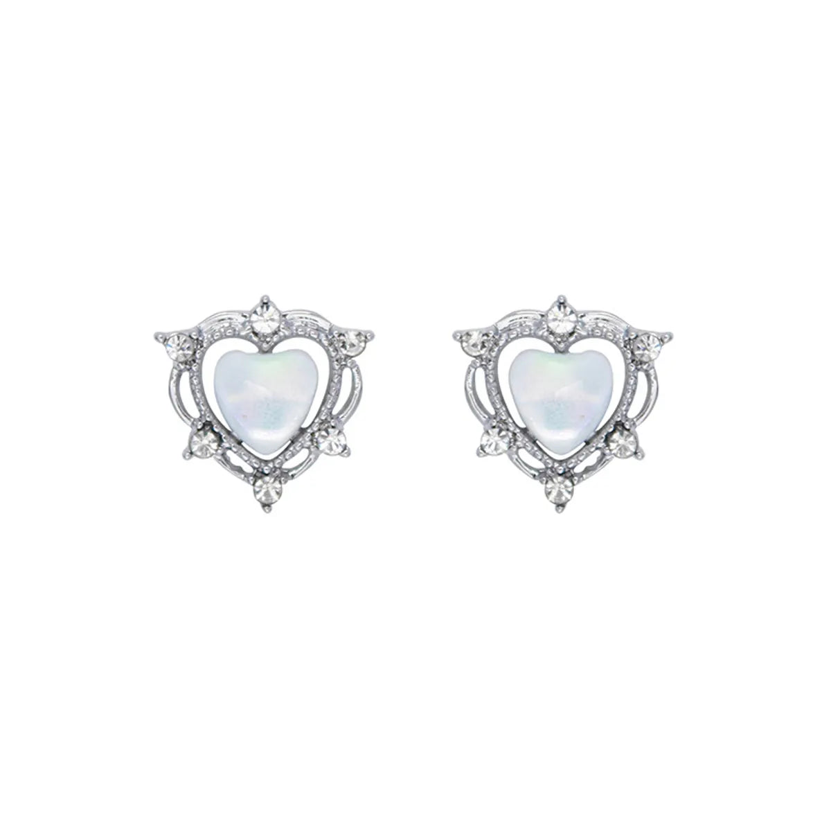 1 Pair Basic Classic Style Heart Shape Plating Inlay Copper Zircon Ear Studs