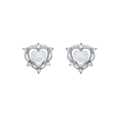 1 Pair Basic Classic Style Heart Shape Plating Inlay Copper Zircon Ear Studs