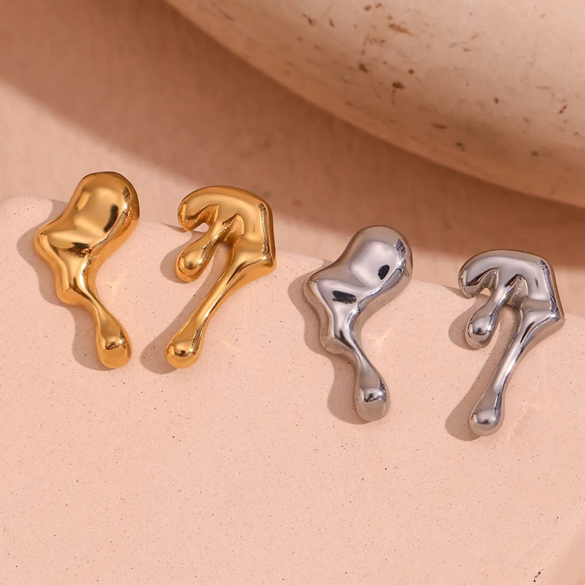 1 Pair Basic Classic Style Irregular Plating Stainless Steel 18k Gold Plated Ear Studs