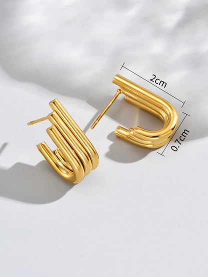 1 Pair Basic Classic Style Solid Color Plating Titanium Steel 18k Gold Plated Gold Plated Ear Studs