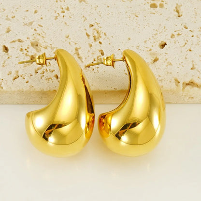 1 Pair Basic Classic Style Water Droplets Polishing Plating Stainless Steel 18k Gold Plated Ear Studs