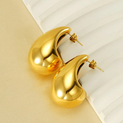 1 Pair Basic Classic Style Water Droplets Polishing Plating Stainless Steel 18k Gold Plated Ear Studs