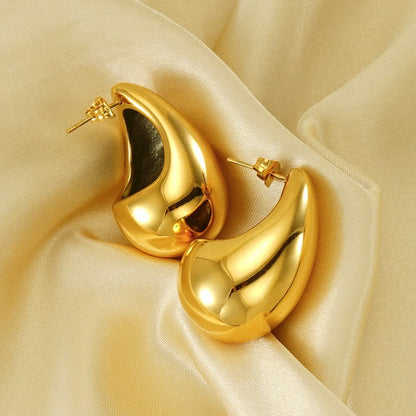 1 Pair Basic Classic Style Water Droplets Polishing Plating Stainless Steel 18k Gold Plated Ear Studs