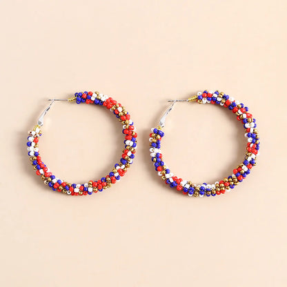 1 Pair Basic Color Block Beaded Seed Bead Earrings