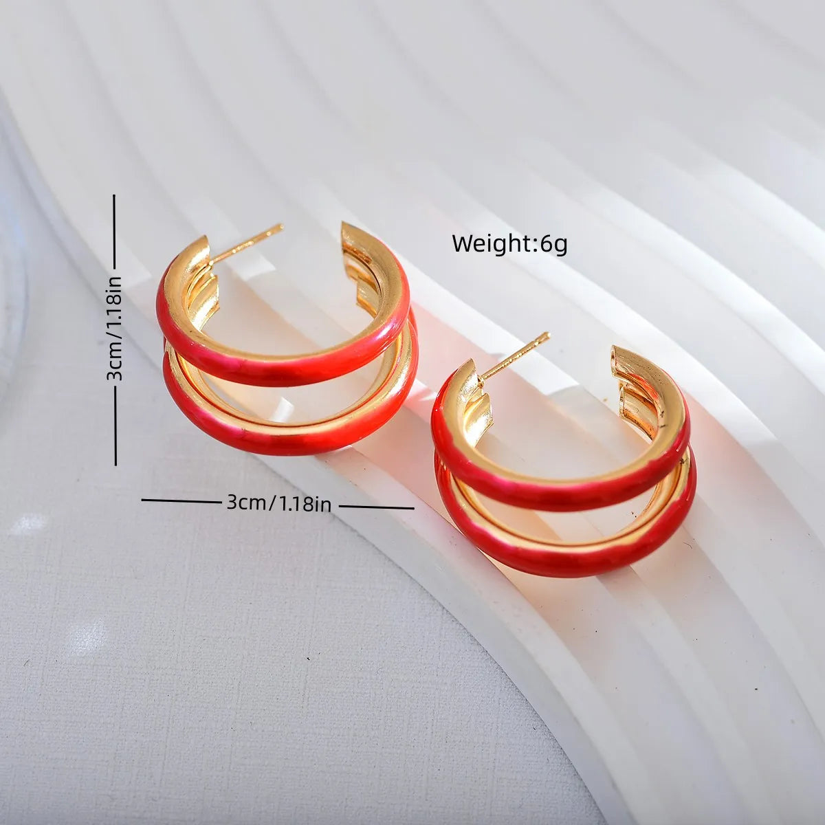 1 Pair Basic Color Block Enamel Copper Hoop Earrings