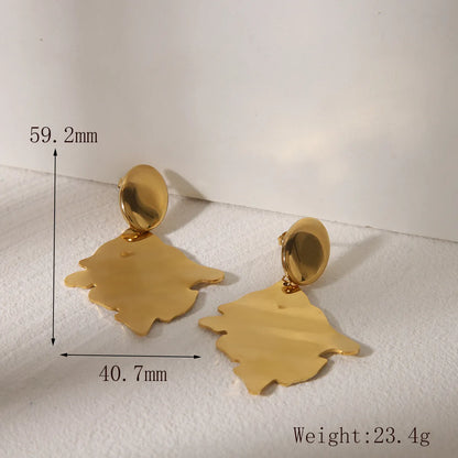 1 Pair Basic Exaggerated Commute Maple Leaf 304 Stainless Steel 18K Gold Plated Drop Earrings