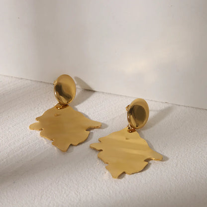 1 Pair Basic Exaggerated Commute Maple Leaf 304 Stainless Steel 18K Gold Plated Drop Earrings