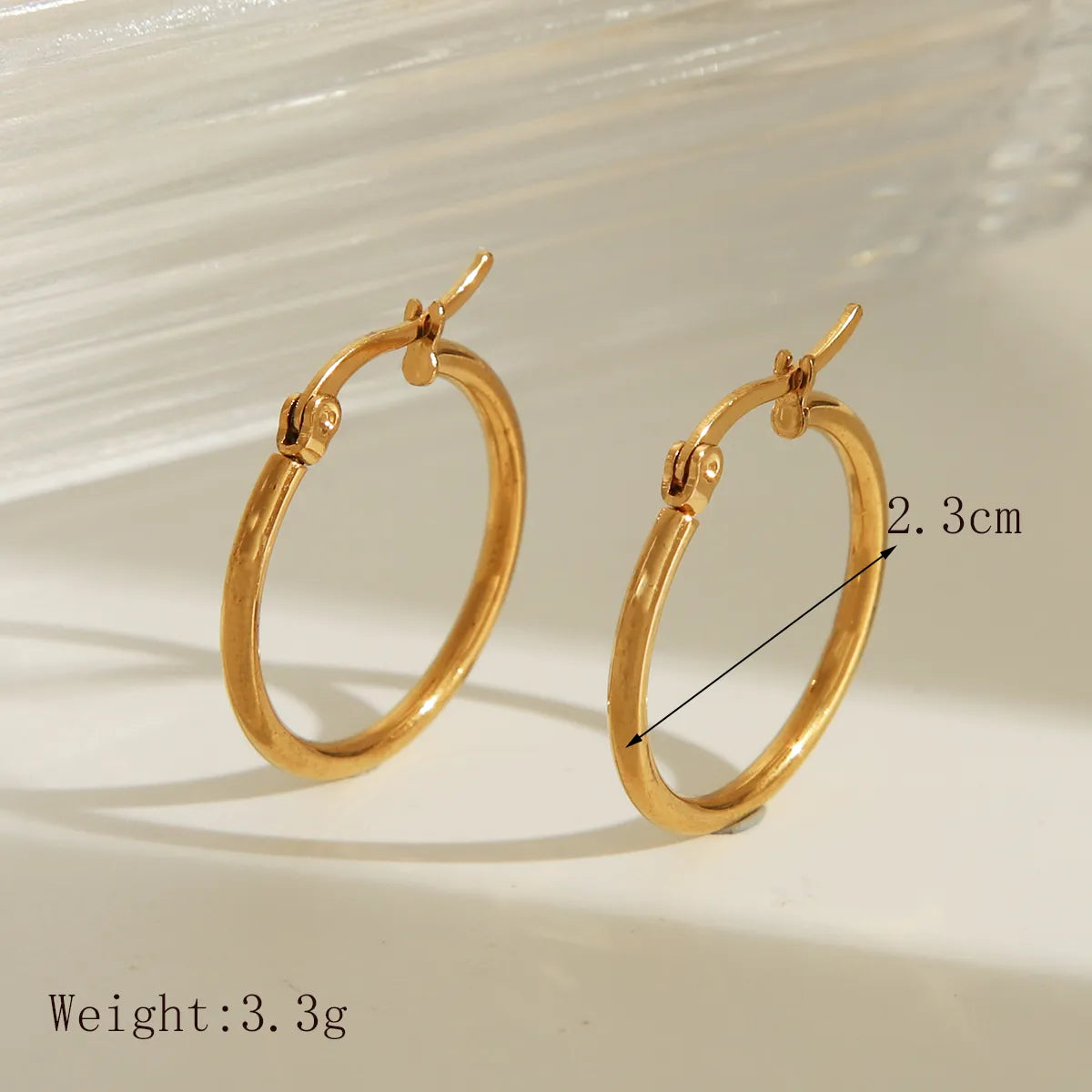 1 Pair Basic Exaggerated Luxurious Solid Color 304 Stainless Steel 18K Gold Plated Earrings