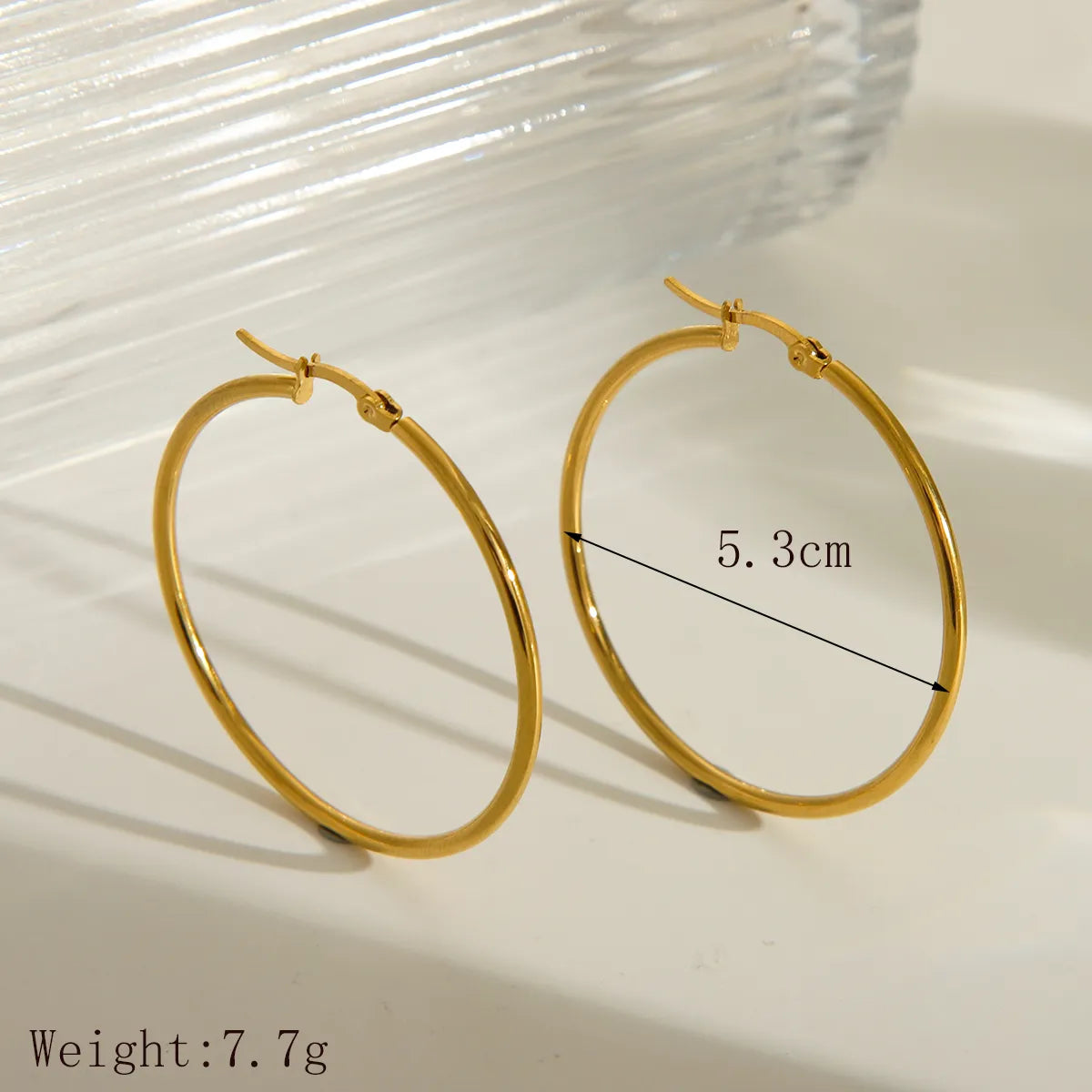 1 Pair Basic Exaggerated Luxurious Solid Color 304 Stainless Steel 18K Gold Plated Earrings